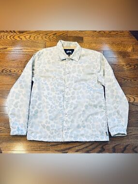 Stüssy Tonal Leopard Print Coach Jacket Small Streetwear Nylon Jacket